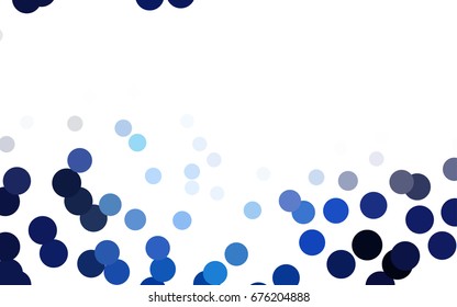 Dark BLUE vector banner with circles, spheres. Abstract spots. Background of Art bubbles in halftone style with colored gradient.