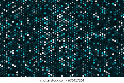Dark BLUE vector banner with circles, spheres. Abstract spots. Background of Art bubbles in halftone style with colored gradient.