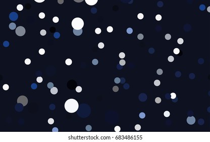 Dark BLUE vector banner with circles, spheres. Abstract spots. Background of Art bubbles in halftone style with colored gradient.