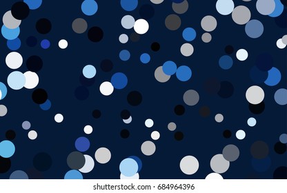 Dark BLUE vector banner with circles, spheres. Abstract spots. Background of Art bubbles in halftone style with colored gradient.