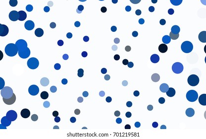Dark BLUE vector banner with circles, spheres. Abstract spots. Background of Art bubbles in halftone style with colored gradient.