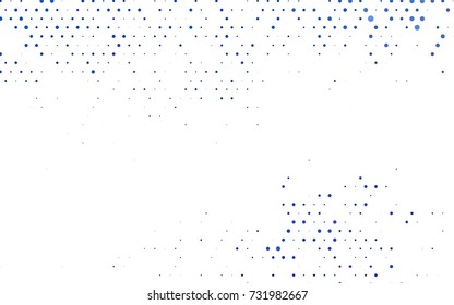 Dark BLUE vector banner with circles, spheres. Abstract spots. Background of Art bubbles in halftone style with colored gradient.