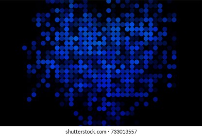 Dark BLUE vector banner with circles, spheres. Abstract spots. Background of Art bubbles in halftone style with colored gradient.