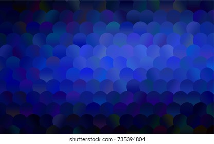 Dark BLUE vector banner with circles, spheres. Abstract spots. Background of Art bubbles in halftone style with colored gradient.