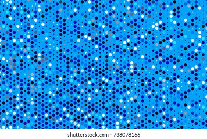 Dark BLUE vector banner with circles, spheres. Abstract spots. Background of Art bubbles in halftone style with colored gradient.