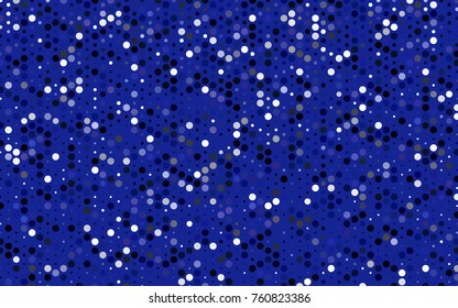 Dark BLUE vector banner with circles, spheres. Abstract spots. Background of Art bubbles in halftone style with colored gradient.