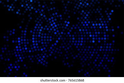 Dark BLUE vector banner with circles, spheres. Abstract spots. Background of Art bubbles in halftone style with colored gradient.