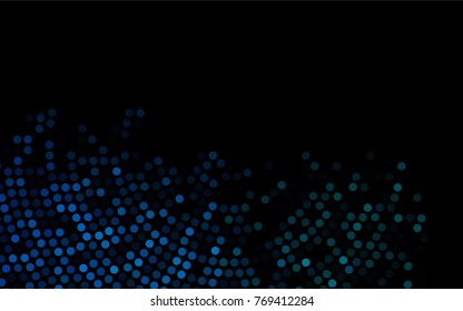 Dark BLUE vector banner with circles, spheres. Abstract spots. Background of Art bubbles in halftone style with colored gradient.