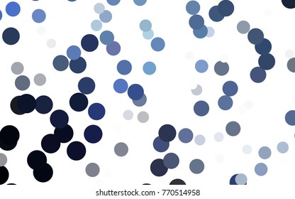 Dark BLUE vector banner with circles, spheres. Abstract spots. Background of Art bubbles in halftone style with colored gradient.