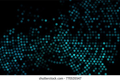Dark BLUE vector banner with circles, spheres. Abstract spots. Background of Art bubbles in halftone style with colored gradient.