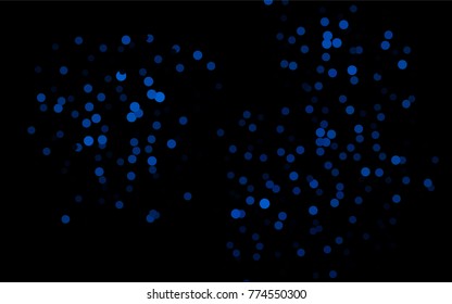 Dark BLUE vector banner with circles, spheres. Abstract spots. Background of Art bubbles in halftone style with colored gradient.