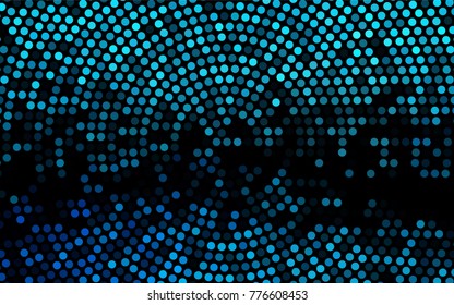 Dark BLUE vector banner with circles, spheres. Abstract spots. Background of Art bubbles in halftone style with colored gradient.