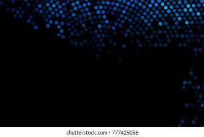 Dark BLUE vector banner with circles, spheres. Abstract spots. Background of Art bubbles in halftone style with colored gradient.