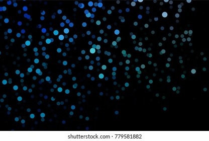 Dark BLUE vector banner with circles, spheres. Abstract spots. Background of Art bubbles in halftone style with colored gradient.