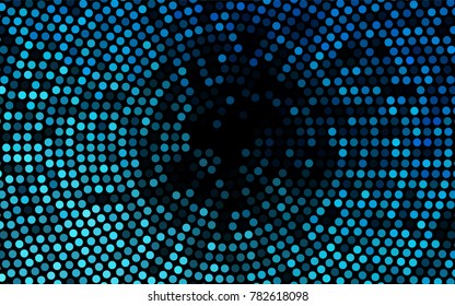 Dark BLUE vector banner with circles, spheres. Abstract spots. Background of Art bubbles in halftone style with colored gradient.