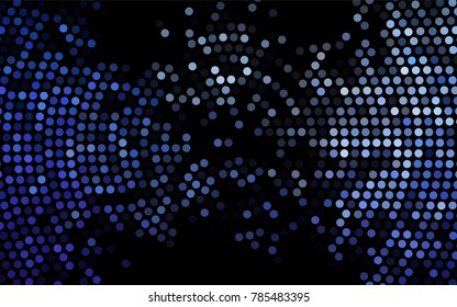 Dark BLUE vector banner with circles, spheres. Abstract spots. Background of Art bubbles in halftone style with colored gradient.
