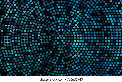 Dark BLUE vector banner with circles, spheres. Abstract spots. Background of Art bubbles in halftone style with colored gradient.