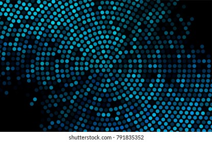 Dark BLUE vector banner with circles, spheres. Abstract spots. Background of Art bubbles in halftone style with colored gradient.