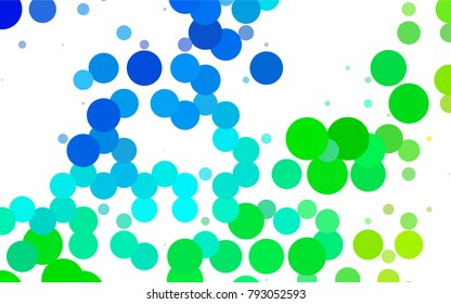 Dark BLUE vector banner with circles, spheres. Abstract spots. Background of Art bubbles in halftone style with colored gradient.