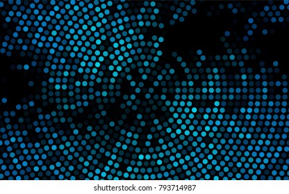 Dark BLUE vector banner with circles, spheres. Abstract spots. Background of Art bubbles in halftone style with colored gradient.