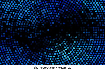 Dark BLUE vector banner with circles, spheres. Abstract spots. Background of Art bubbles in halftone style with colored gradient.