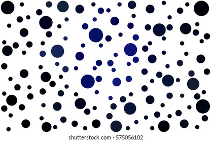 DARK BLUE vector banner set of circles, spheres. Donuts Background. Creative Design Templates. Technology halftone illustration.