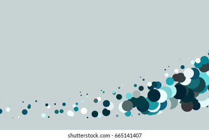 Dark BLUE vector   banner with set of circles, dots. Donuts Background. Creative Design Template. Technological halftone illustration.