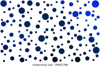 DARK BLUE vector banner set of circles, spheres. Donuts Background. Creative Design Templates. Technology halftone illustration.