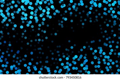 Dark BLUE vector banner with set of circles, dots. Donuts Background. Creative Design Template. Technological halftone illustration.