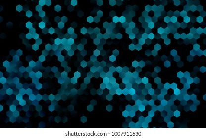 Dark BLUE vector blurry hexagon background design. Geometric background in Origami style with gradient. 