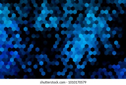Dark BLUE vector blurry hexagon background design. Geometric background in Origami style with gradient. 
