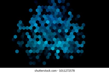 Dark BLUE vector blurry hexagon background design. Geometric background in Origami style with gradient. 