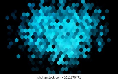 Dark BLUE vector blurry hexagon background design. Geometric background in Origami style with gradient. 