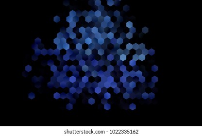Dark BLUE vector blurry hexagon background design. Geometric background in Origami style with gradient. 