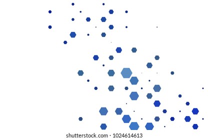 Dark BLUE vector blurry hexagon background design. Geometric background in Origami style with gradient. 
