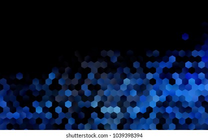 Dark BLUE vector blurry hexagon background design. Geometric background in Origami style with gradient. 