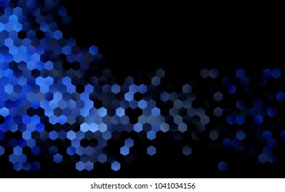 Dark BLUE vector blurry hexagon background design. Geometric background in Origami style with gradient. 