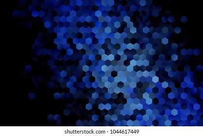 Dark BLUE vector blurry hexagon background design. Geometric background in Origami style with gradient. 