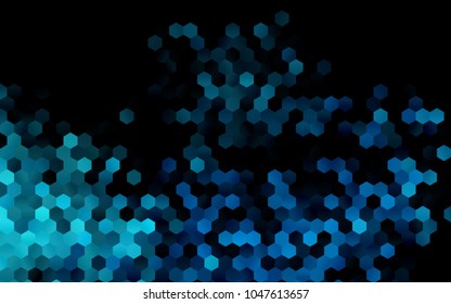 Dark BLUE vector blurry hexagon background design. Geometric background in Origami style with gradient. 