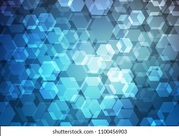 Dark BLUE vector blurry hexagon template. Brand new colored illustration in blurry style with gradient. Brand new design for your business.