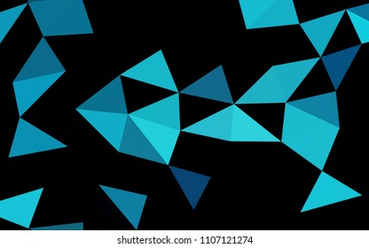 Dark BLUE vector blurry hexagon blurry triangle. Creative geometric illustration in Origami style with gradient. Brand new style for your business design.