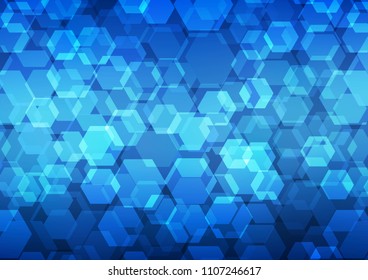 Dark BLUE vector blurry hexagon pattern. An elegant bright illustration with gradient. Brand new design for your business.