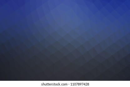 Dark BLUE vector blurry hexagon template. Triangular geometric sample with gradient.  The elegant pattern can be used as part of a brand book.
