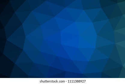 Dark BLUE vector blurry hexagon blurry triangle. Shining colored illustration in a Brand new style. The best triangular design for your business.