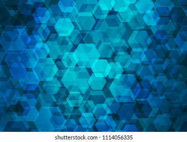 Dark BLUE vector blurry hexagon background. A completely new color illustration in a vague style. A new texture for your design.