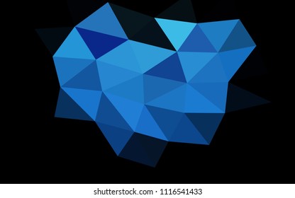 Dark BLUE vector blurry hexagon blurry triangle. Colorful abstract illustration with gradient. The polygonal design can be used for your web site.