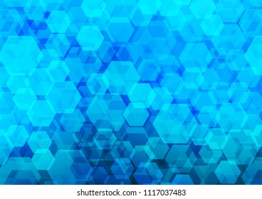 Dark BLUE vector blurry hexagon background. A completely new color illustration in a vague style. The polygonal design can be used for your web site.