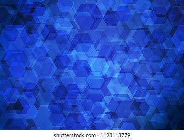 Dark BLUE vector blurry hexagon template. Colorful abstract illustration with gradient. The template can be used as a background for cell phones.