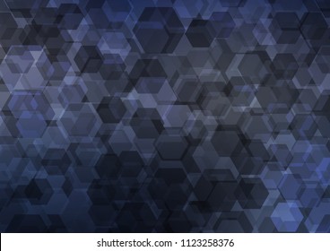 Dark BLUE vector blurry hexagon pattern. Shining illustration, which consist of hexagons. hexagonal pattern for your business design.