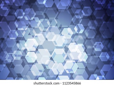 Dark BLUE vector blurry hexagon background. A vague abstract illustration with gradient. hexagonal pattern for your business design.